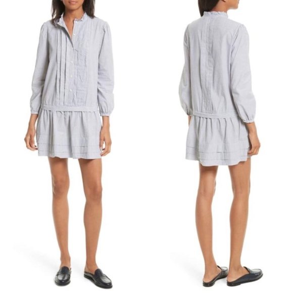La Vie Rebecca Taylor Striped Cotton Shirt Dress M